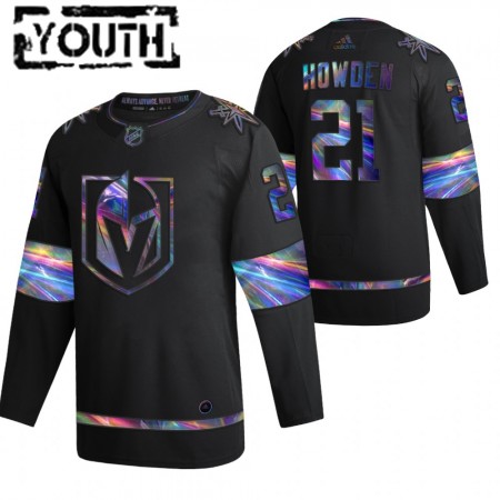 Vegas Golden Knights Dresy Brett Howden 21 2021-22 Duhová holografická Černá Authentic - Dětské